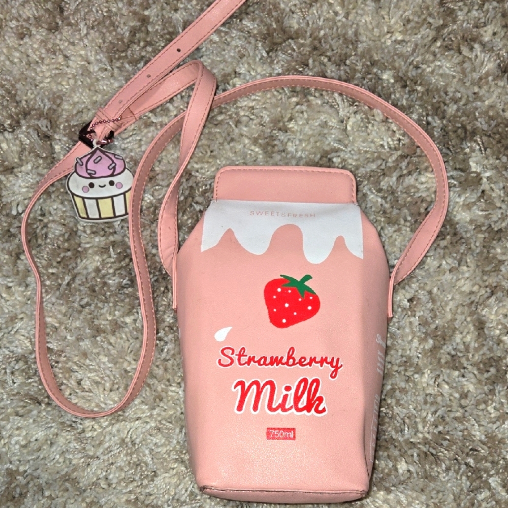Strawberry Milk Carton Crossbody Bag